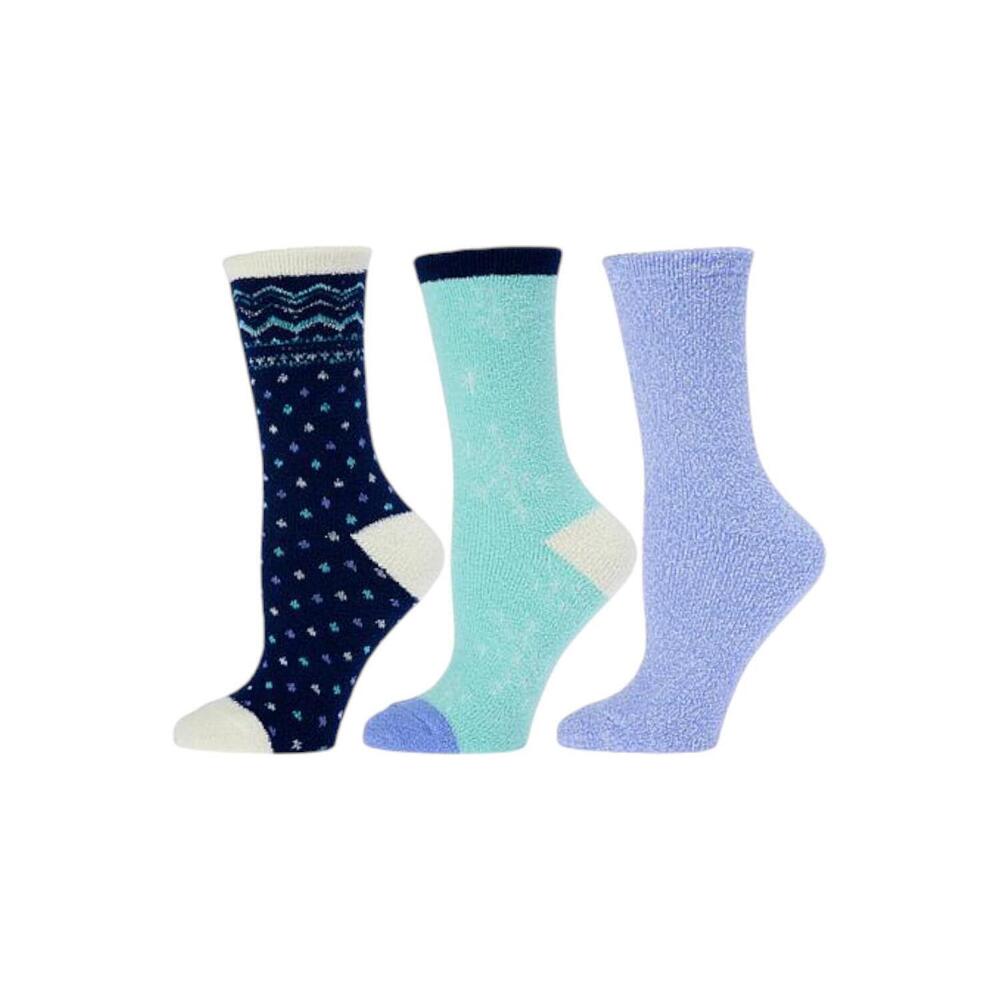 Comfort Code Women's 3-pack Holiday Microterry Double Layer Socks Blue